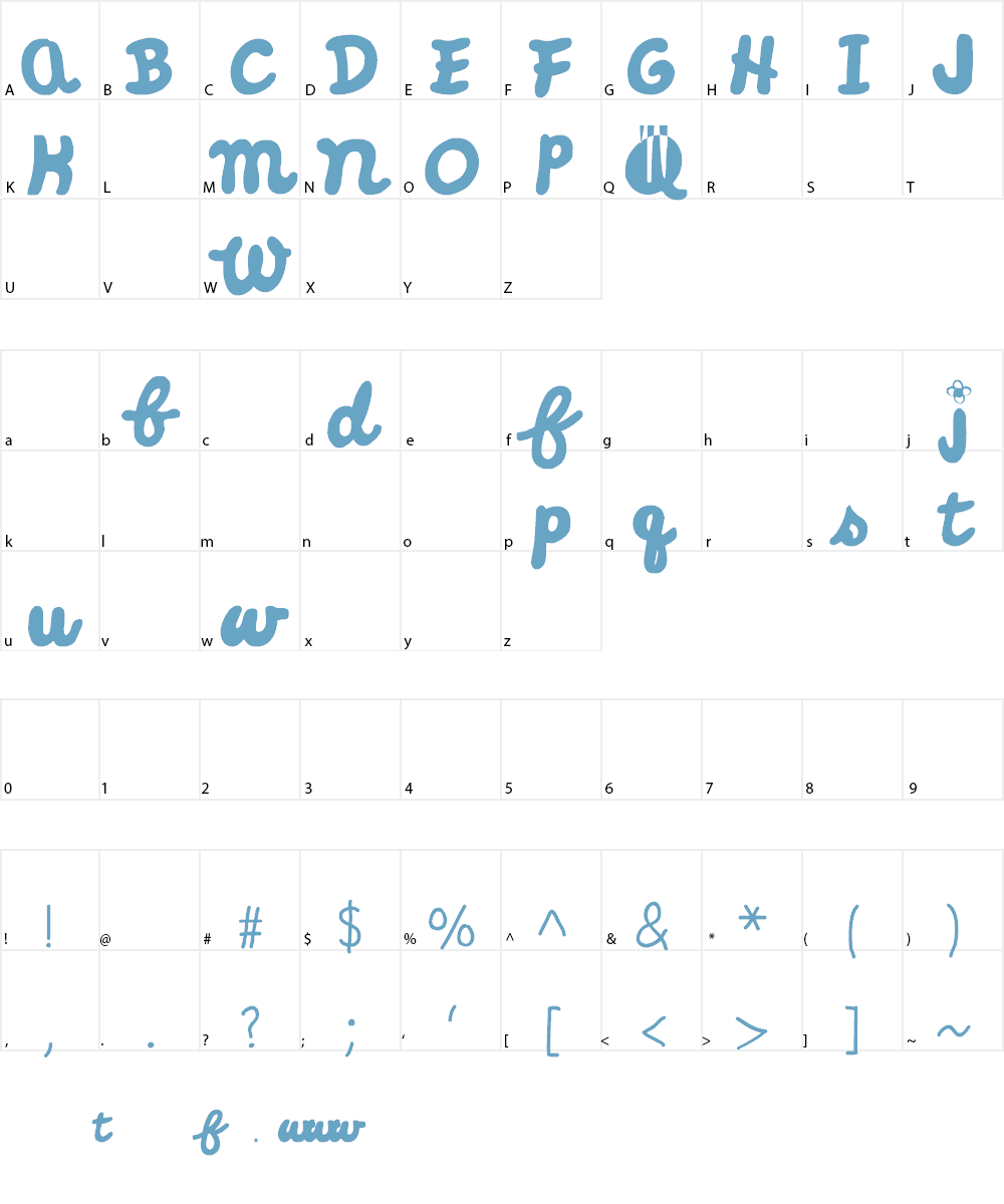 Little Miss Cursive Font Character